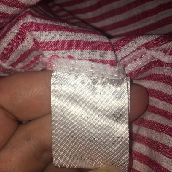 Unbranded top Womens XL red white button up 3/4 sleeve tunic Candy Stripe Beachy - Picture 4 of 8